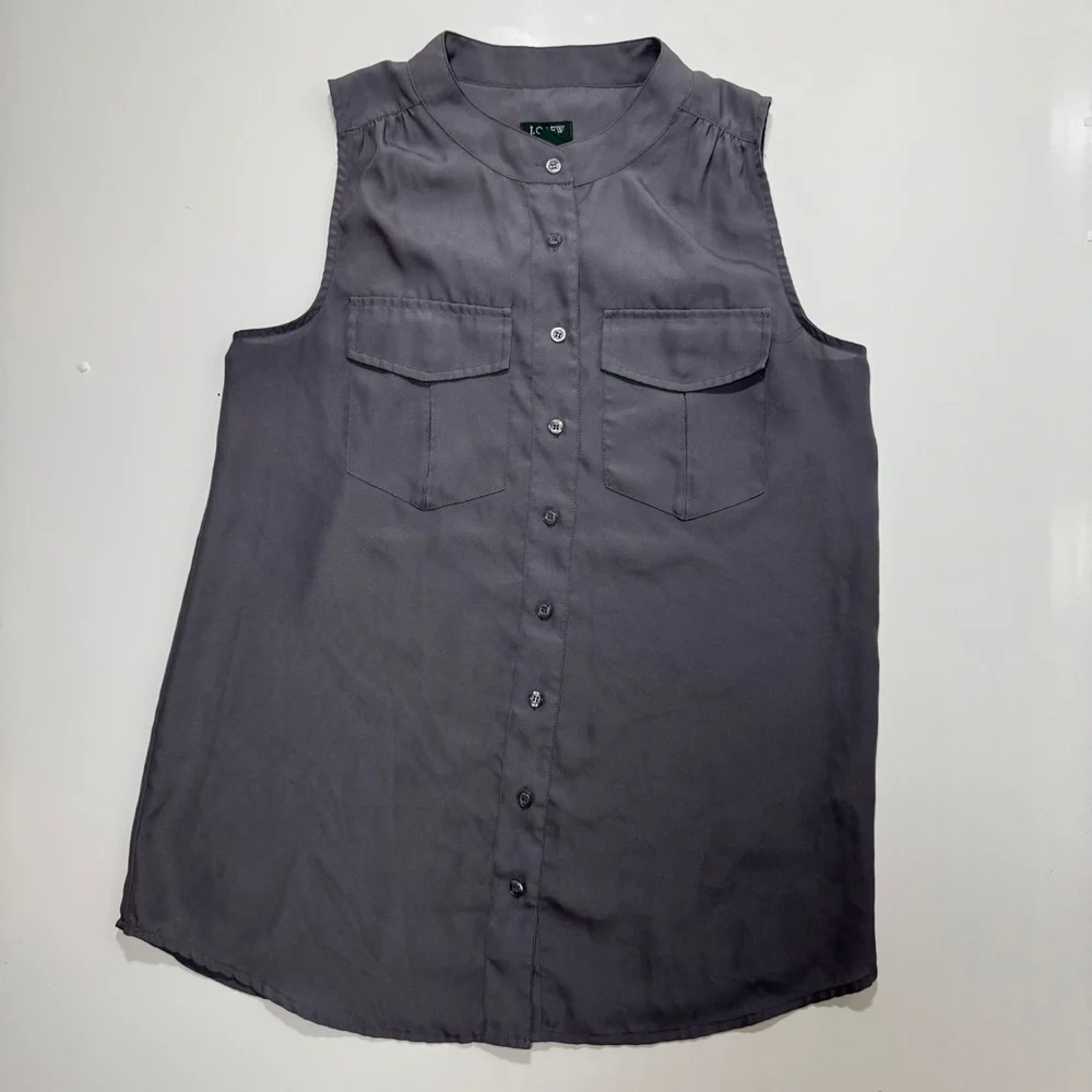 J.Crew Women’s Sleeveless Utility Button-Up‎ Blouse in Gray Size 2